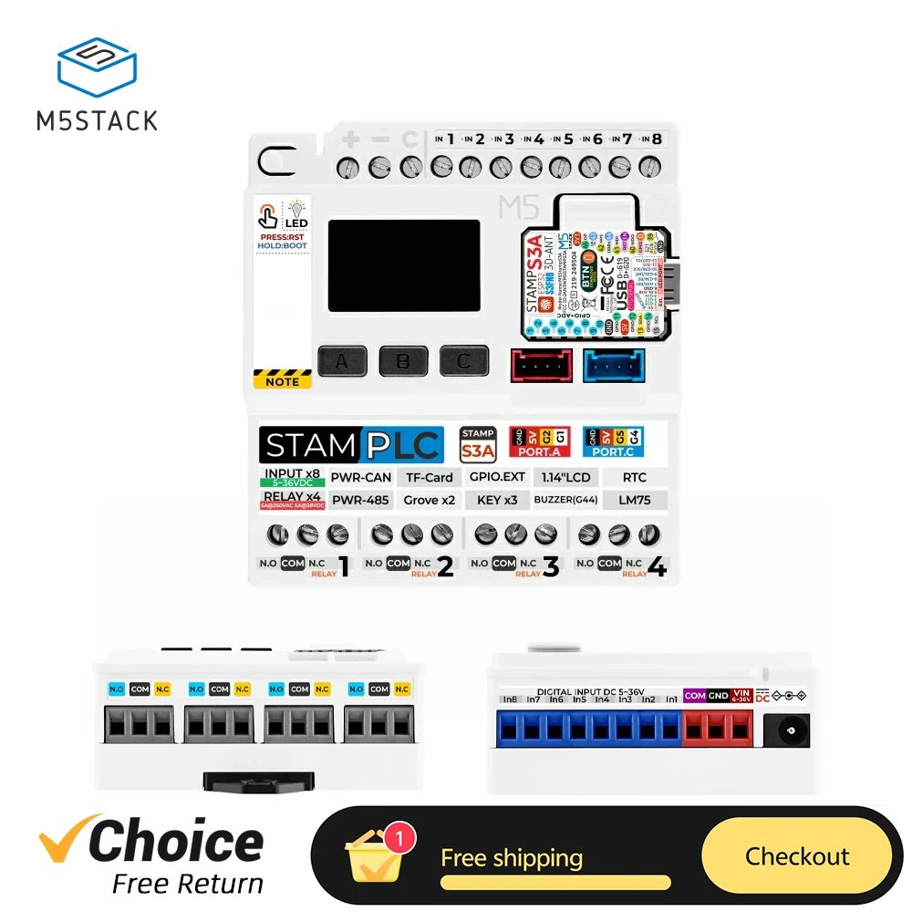 

Программируемый логический контроллер M5Stack StamPLC IoT, макетная плата StampS3A для промышленной автоматизации и дистанционного управления