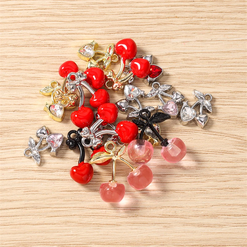 5 Stück gemischte süße Metall-Obst-Kirsch-Anhänger für Ohrhänger, Halsketten, Armbänder, DIY-Bastelarbeiten, Schmuckherstellung, Zubehör – Detail 4