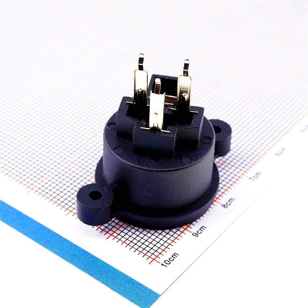 2 pcs XLR Socket 3 pin Socket Receptacle Vertical Solder PCB through Holes Panel Mount Gold Plating 3 Position circular Female