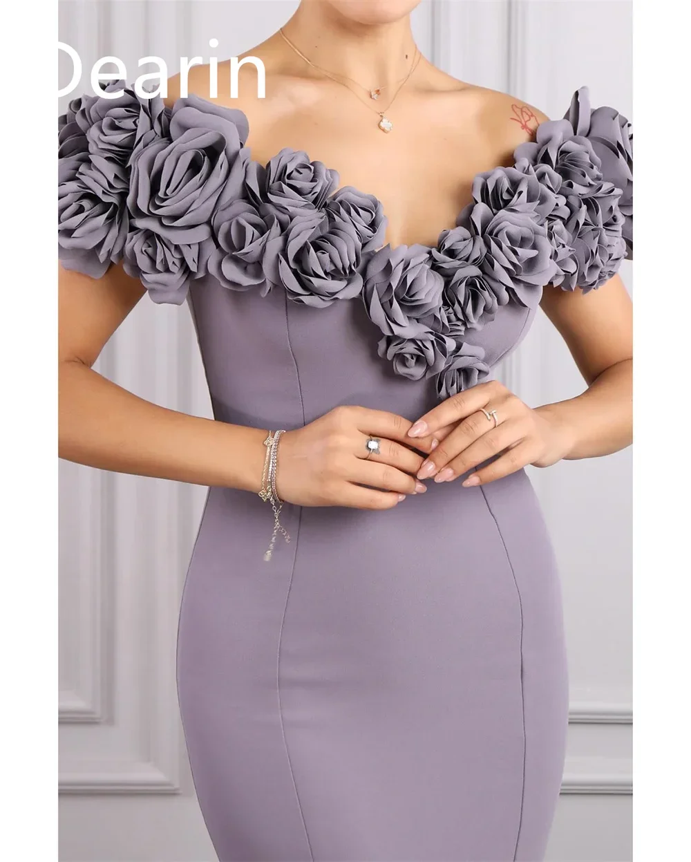 Customized Evening Dress Prom Gown Formal Party Occasion Dearin V-neck Sheath Floor Length Skirts Ruffle Bespoke  Dresse