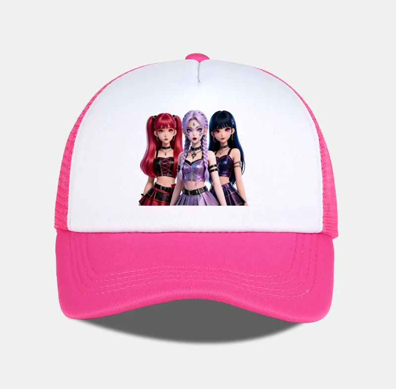 Coole und stilvolle, von K-Pop inspirierte bedruckte Schwamm-Mesh-Kappe: Verstellbar, atmungsaktiv, für den Außenbereich, lässig, Unisex-Sonnenhut – Detail 4