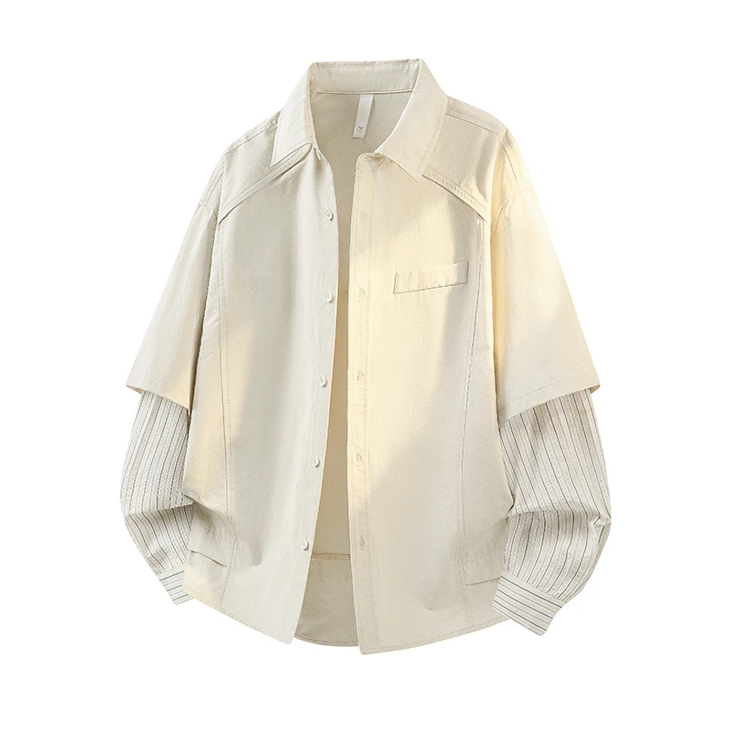 

Весенняя новинка: городская повседневная куртка-рубашка в американском стиле, двухслойная, унисекс, одинаковый дизайн
