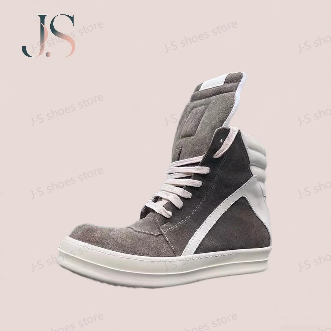 

Ro Outdoor Men Shoe Brown Suede Boots High Top Casual Shoes Women Sneaker Ankle Boot Brown Cowhide White Leather Zipper Sneakers