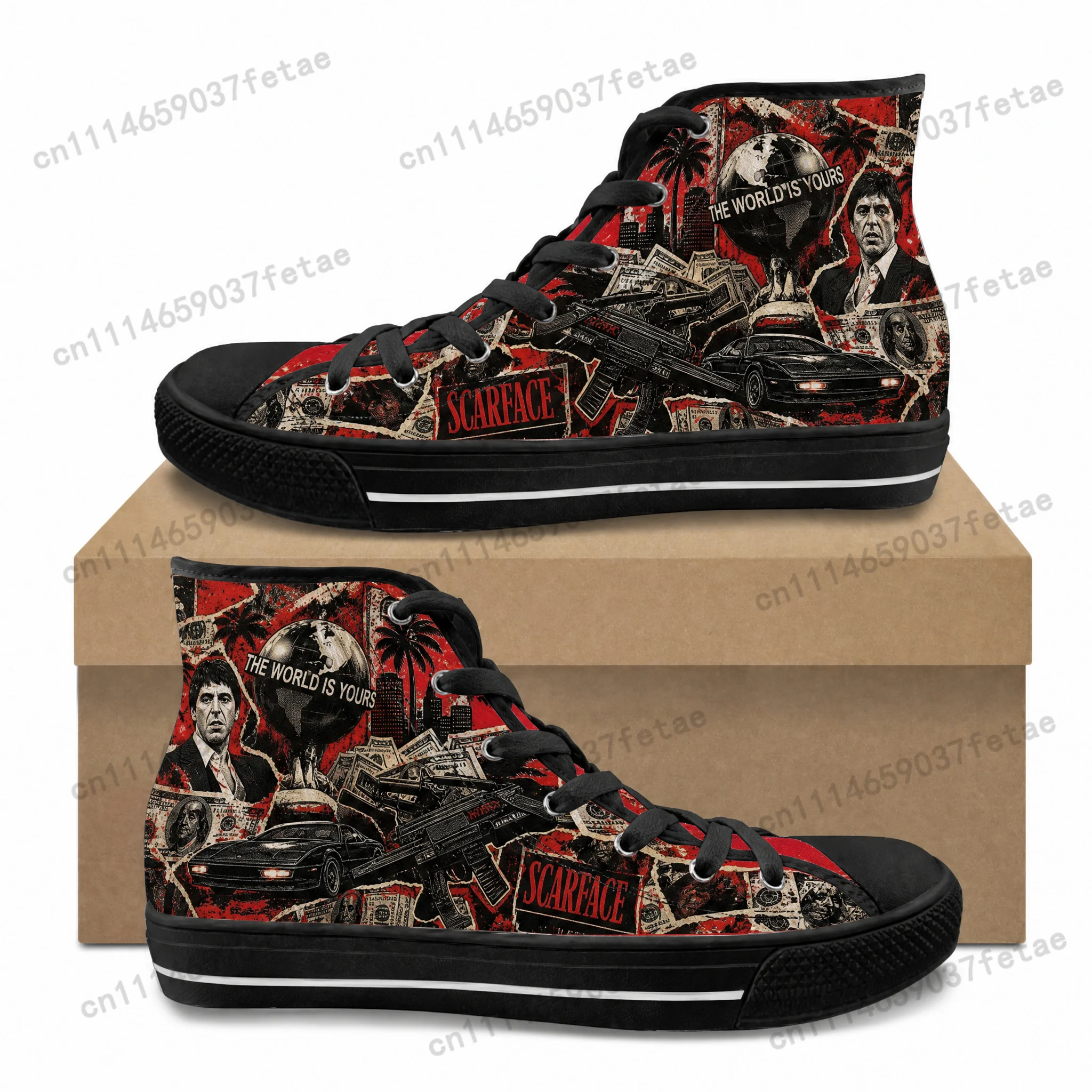 Scarface - Zapatillas Deportivas de Lona de Alta Calidad para Adolescentes, Hombres y Mujeres, Estilo Ghana, para Senderismo, Casuales, Personalizadas