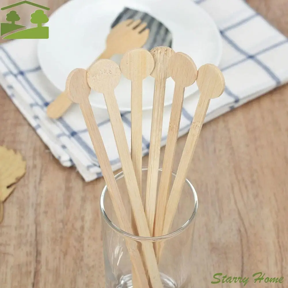 

100 Pcs Wooden Coffee Stirrer Sticks Round Head Biodegradable Hot/Cold Drinking Stir Popsicle Disposable Coffee Swizzle Stick