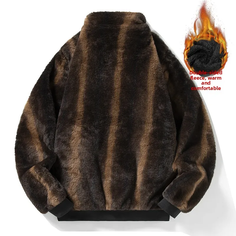 24006 شتاء جديد الوقوف طوق الصوف سترة غير رسمية عبر الحدود المادية اثنين مفتوحة بلون الصوف مقنعين سترة سترة #5