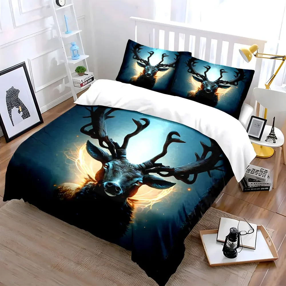 Magical Deer Decor Set Soft Comfortable Duvet Cover Bedding Set Included 1*Duvet Cover & 2*Pillowcases, gift