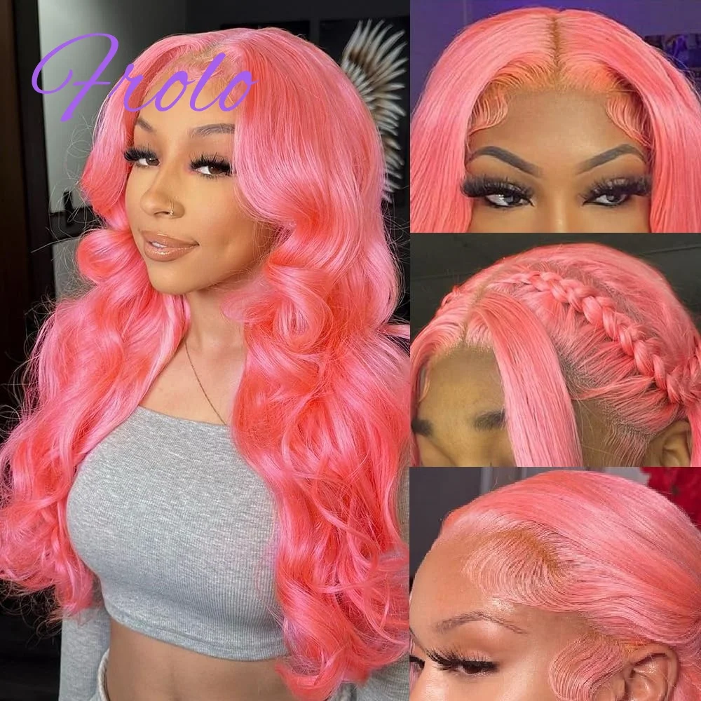 

13x6 Hd Lace Frontal Wig 210% Pink Human Hair Pre plucked Brazilan Body Wave Human Hair Wig 13x4 Lace Front Pink Wig For Women