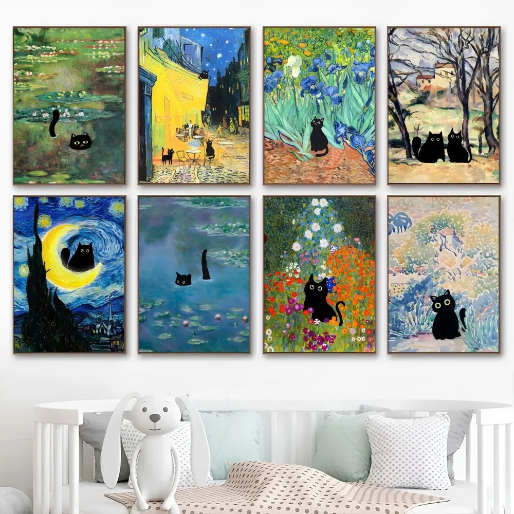 Black Cat Vincent Van Gogh Poster Good Quality Prints and Posters Vintage Room Home Bar Cafe Decor Aesthetic Art Wall Painting