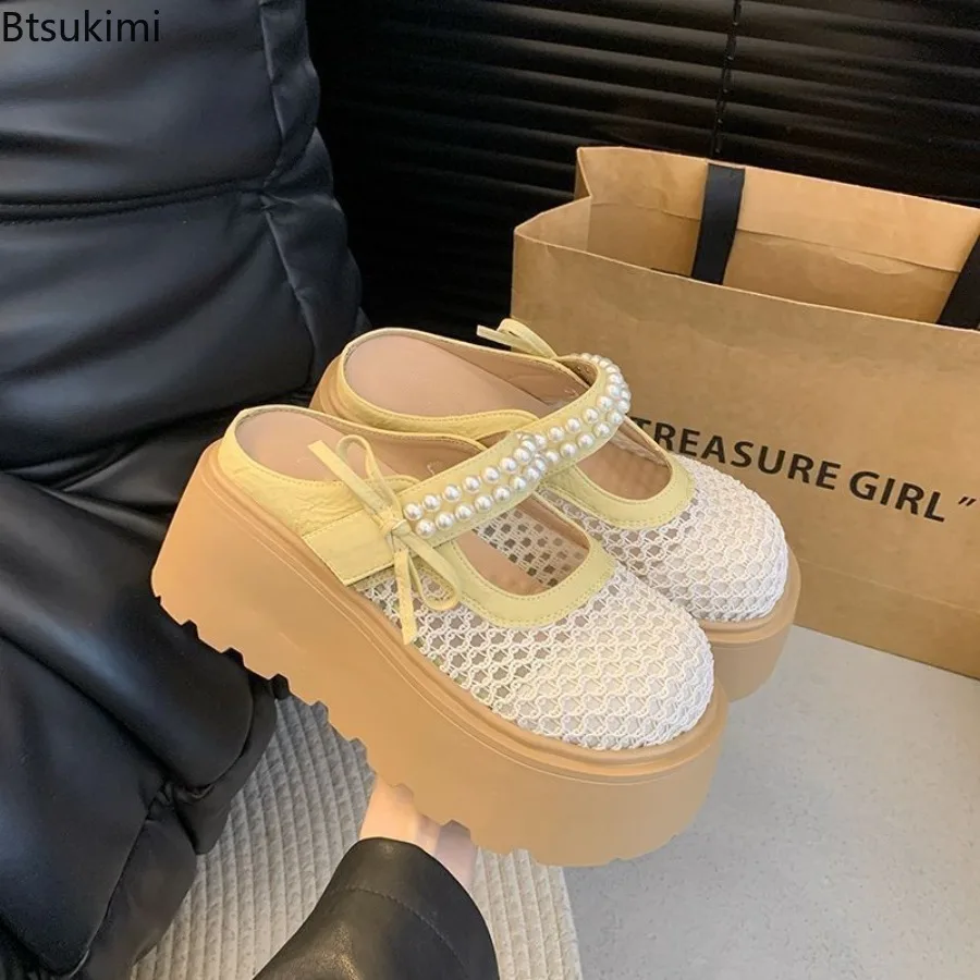 2026 Thick Bottom Hollow Weaving Women's Outdoor Slippers New Summer Sponge Cake Bottom Baotou Slippers Comfortable Lazy Sandals
