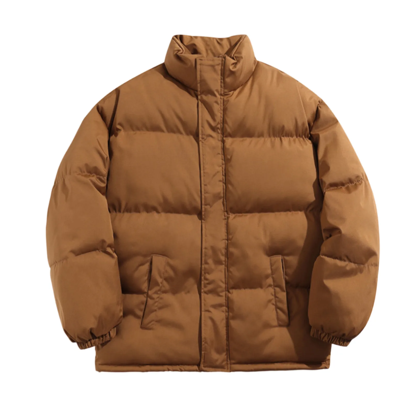 

Men'S Loose Casual Outdoor Down Jacket Comfortable Warm Long Sleeved Solid Color Zipper Jacket For Daily Wear