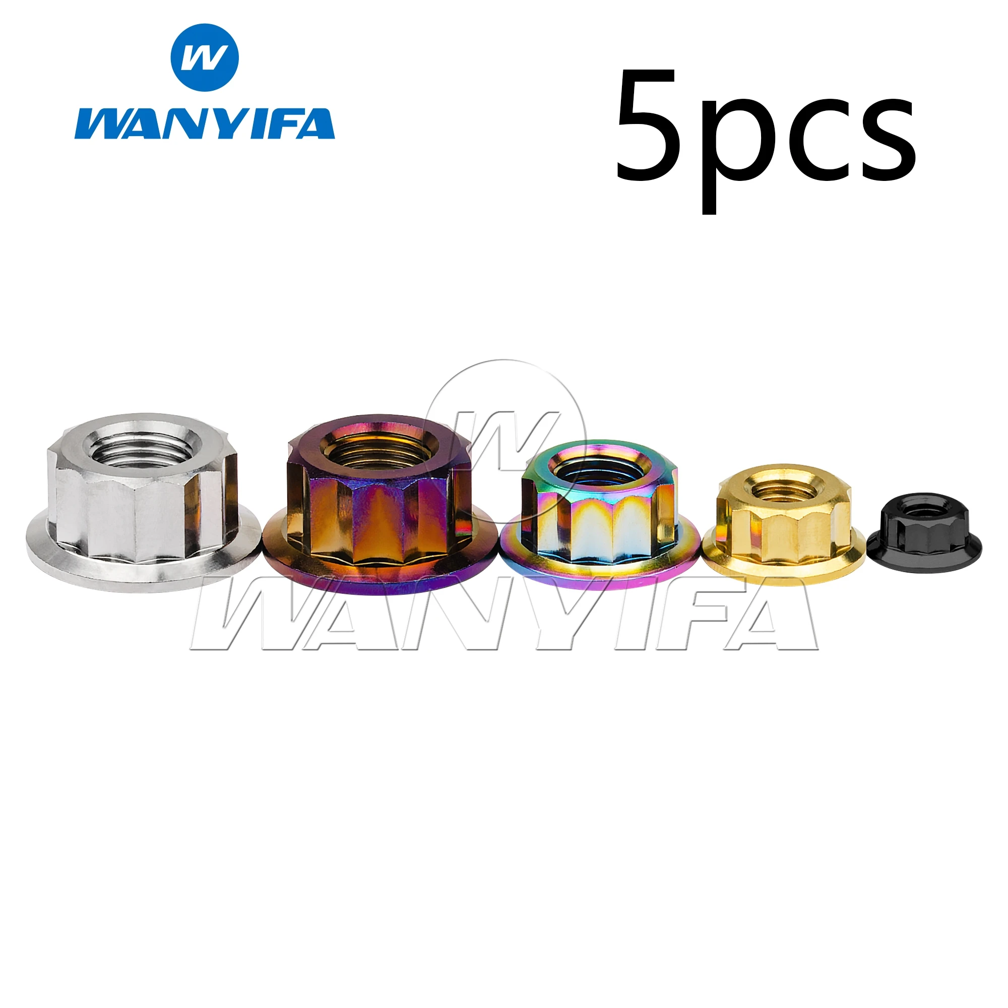 Wanyifa Nakrętka tytanowa M5/M6/M8/M10/M12 Bi Hex Flange 12-punktowe nakrętki do modernizacji motocykli rowerowych