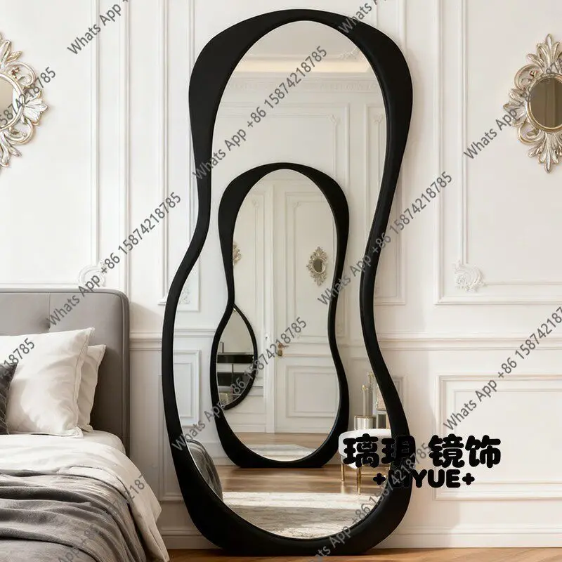 floor-to-ceiling mirror entry creative  mirror irregular medieval clothing store fitting mirror special-shaped wall hanging art