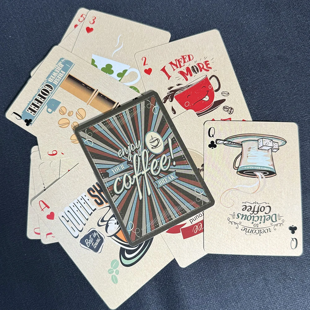 Cartes de jeu de poker rétro, café vintage, classique, mode, impression, jeu de société, divertissement