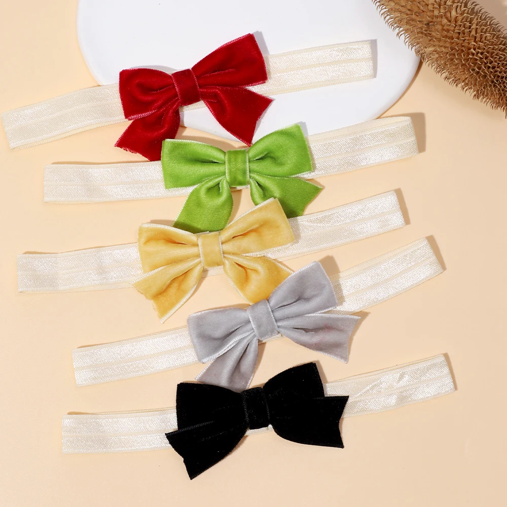 1Pc Headband Velvet Infants Toddlers Elastic Hair Band for Newborn Girl Princess Bowknot Cute Baby Hair Accessories Mixed Colors