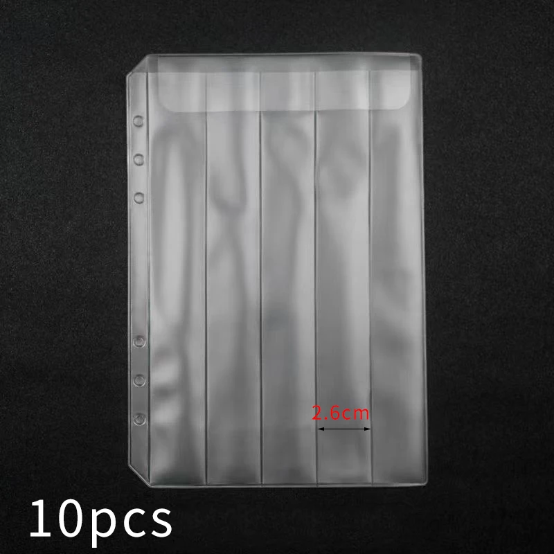 10pcs/Lot PVC A5 6 Hole Loose Leaf Spiral Binder Storage Bag Decoration Storage Holder Planner Refill Pouch Organizer Accessory