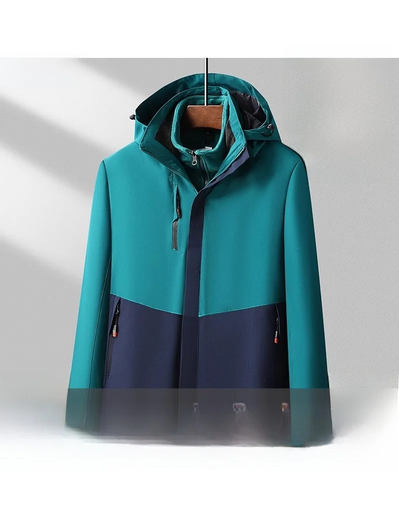 

Мужская утепленная флисовая куртка для осени и зимы, ветрозащитная, со съемным капюшоном, большие размеры, из полиэфирного волокна, повседневная одежда