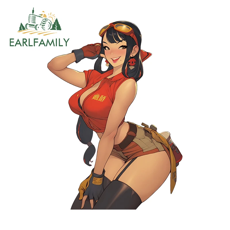 EARLFAMILY 13cm x 9.3cm Anime Girl Decals Sexy Booty Succubus Decoration Surfboard Waterproof Scratch Proof Car Stickers