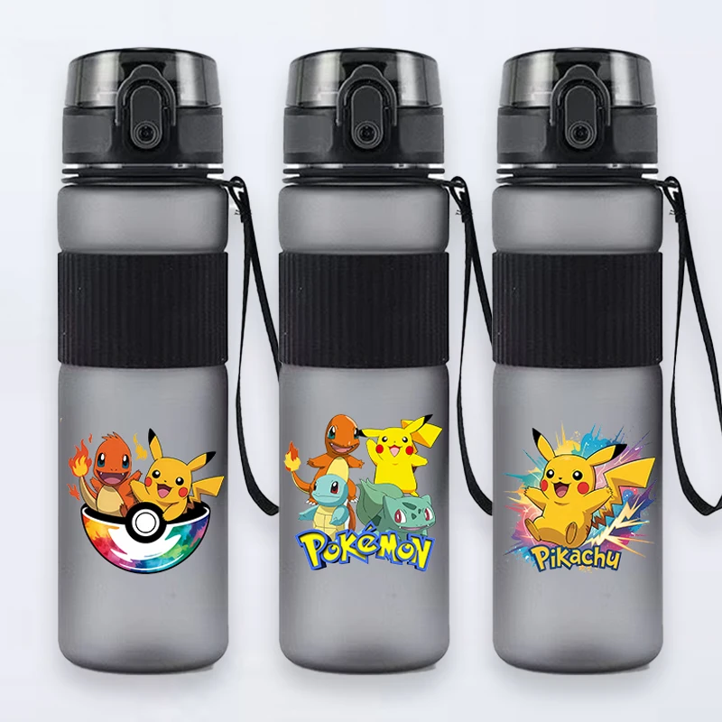 Botella de agua de 550 ml con diseño de Pokémon, taza de dibujos animados, ideal para estudiantes, portátil, de gran capacidad, para practicar deportes, taza de agua, regalo.