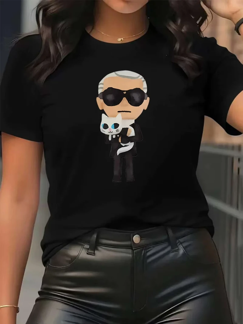 MINISO Fashion Cartoon T-shirt per il tempo libero T-shirt a maniche corte T-shirt comoda Estate Streetwear T-shirt da donna Abbigliamento donna Top