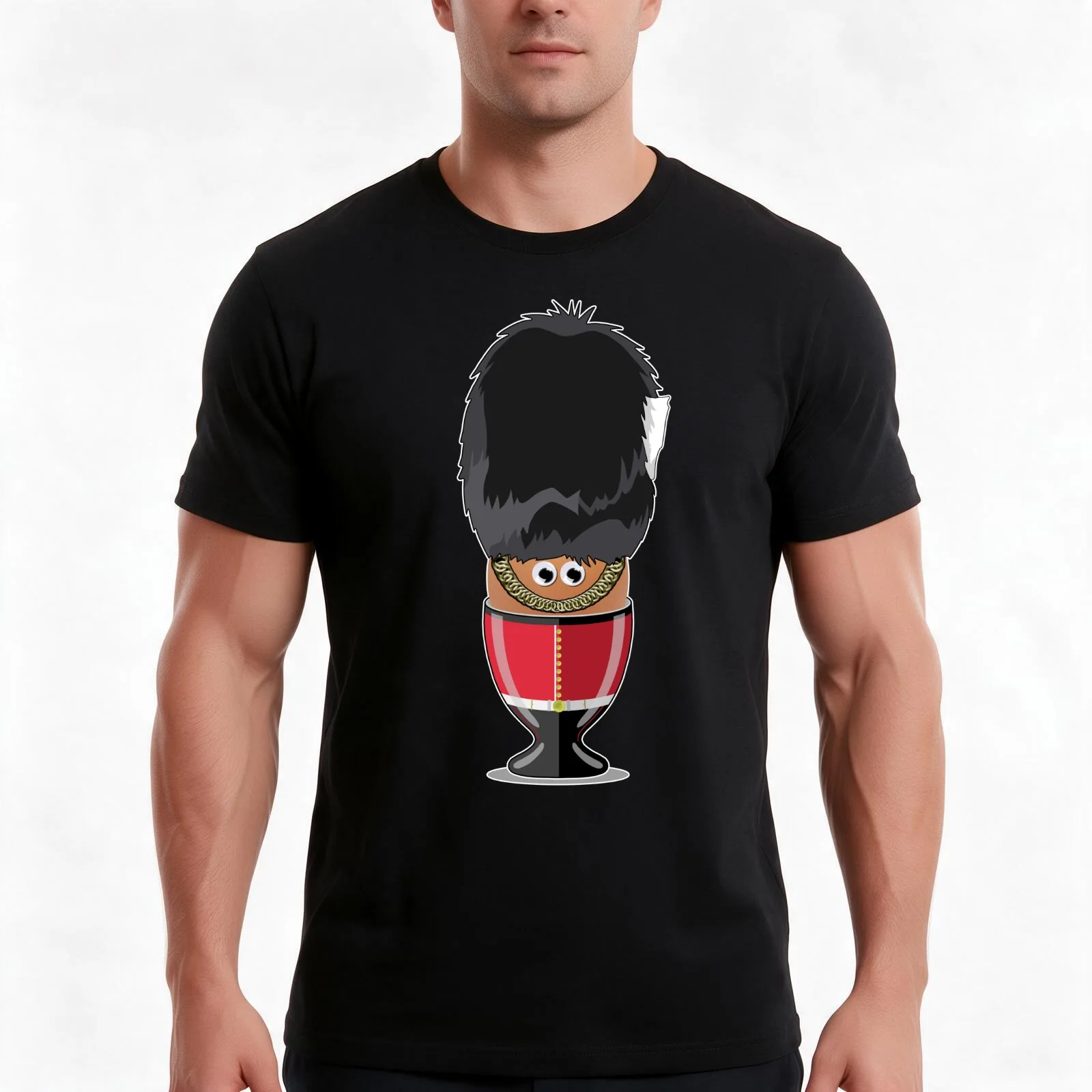 Grenadier Guards Egg Soldier T-Shirt, Summer Casual Cotton Tee, Oversized Streetwear Tops, Vintage Graphic Print, 100% Cotton