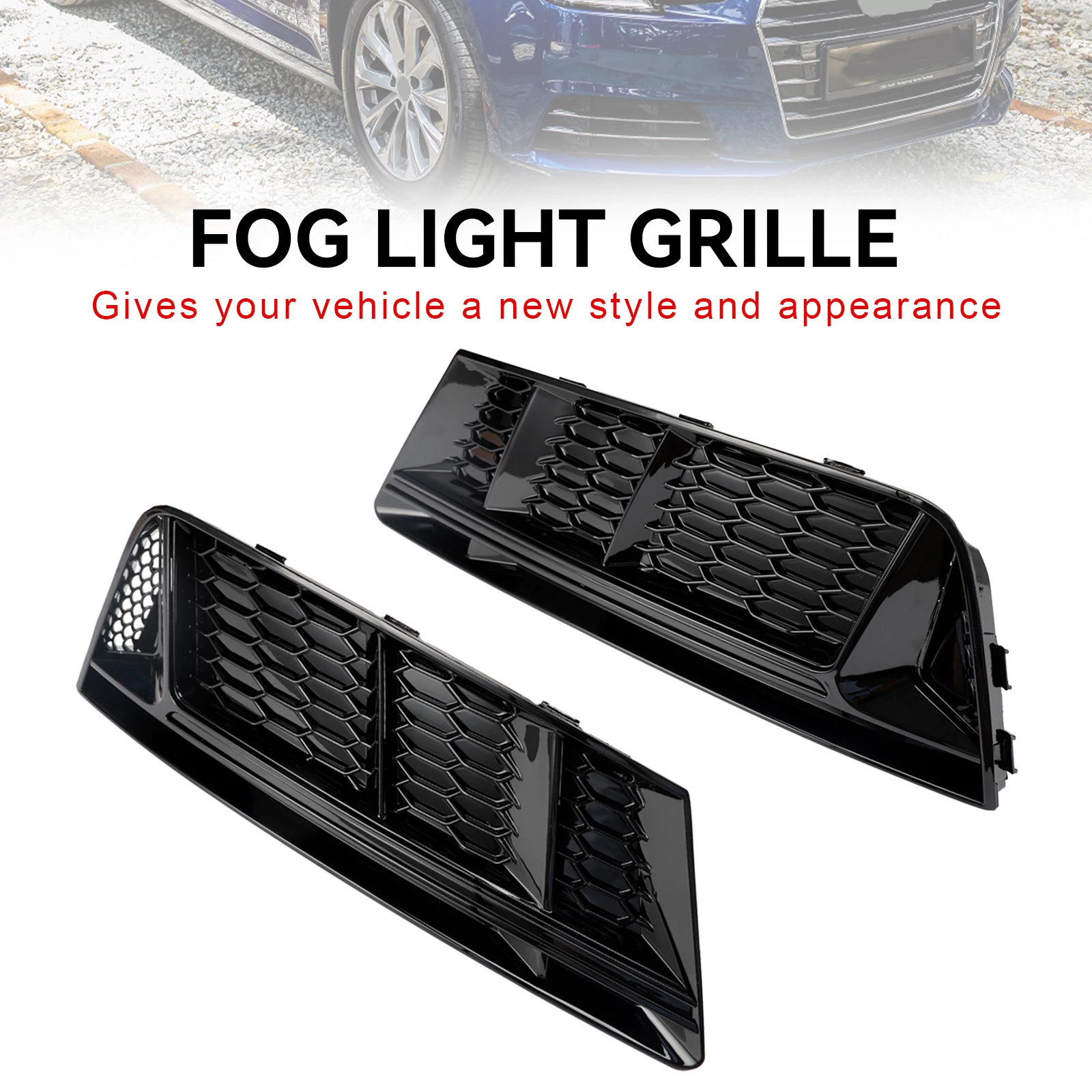 Areyourshop Front Fog Light Grill Lower Bumper Grille Chrome Fit AUDI A4 B9 2016 2017 2018