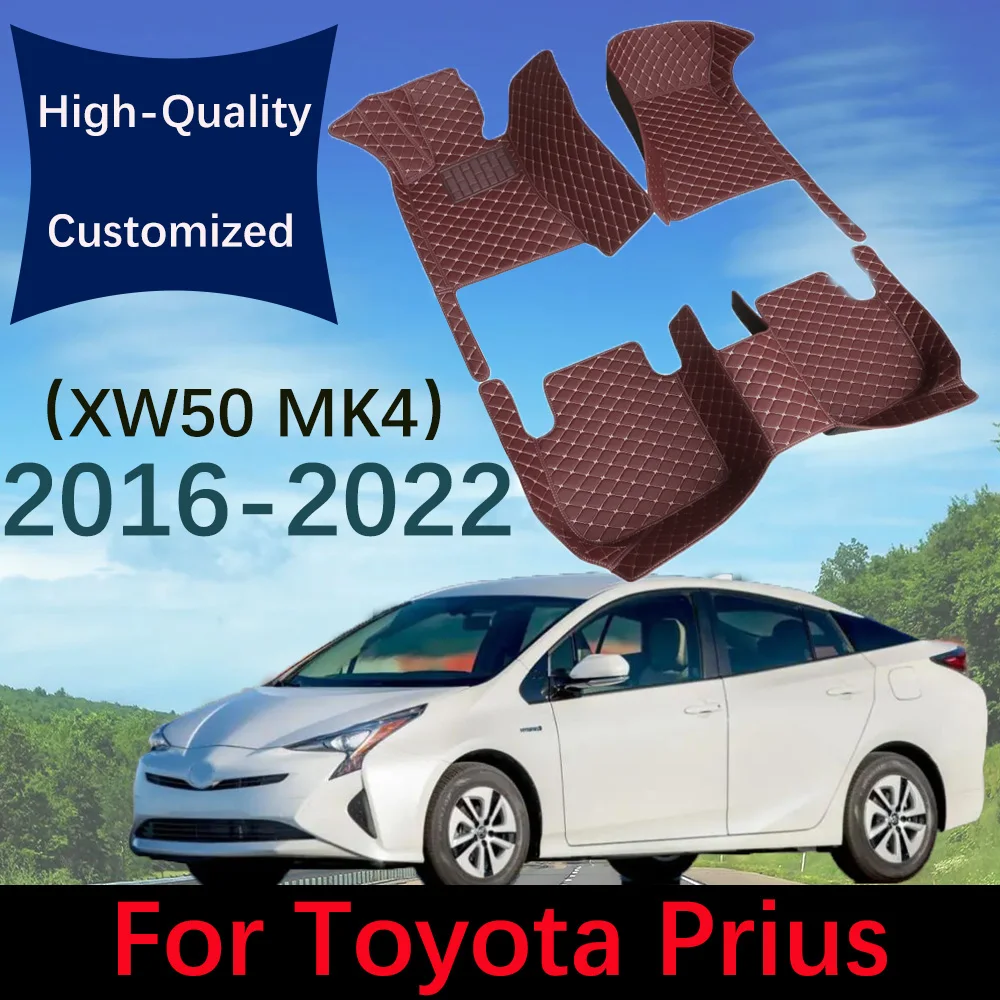 

Custom Leather Car Floor Mats For Toyota Prius XW50 MK4 2016 2017 2018 2019 2020 2021 2022 Automobile Carpet Rugs Foot Pads