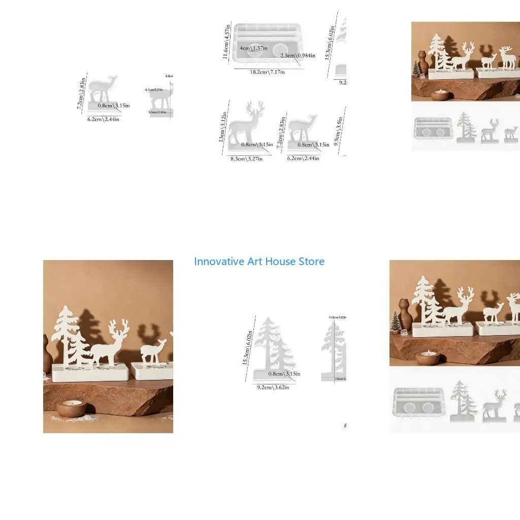 E1PC Deer Tree Form Set for Standing Display Projects, Flexible Base and Insert Group for Casting Work, Arrangement Use, and