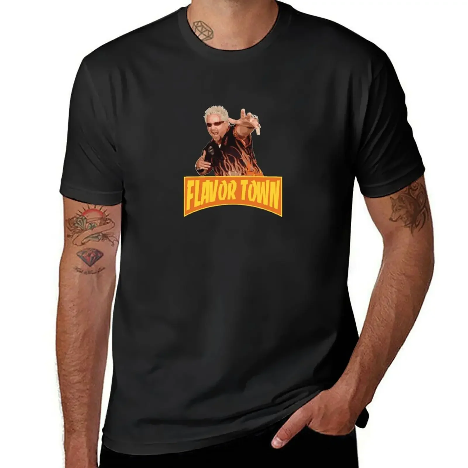 

FLAVOR TOWN USA - GUY FlERl T-Shirt oversized graphic shirts man t shirt cotton graphic tees mens big and tall t shirts