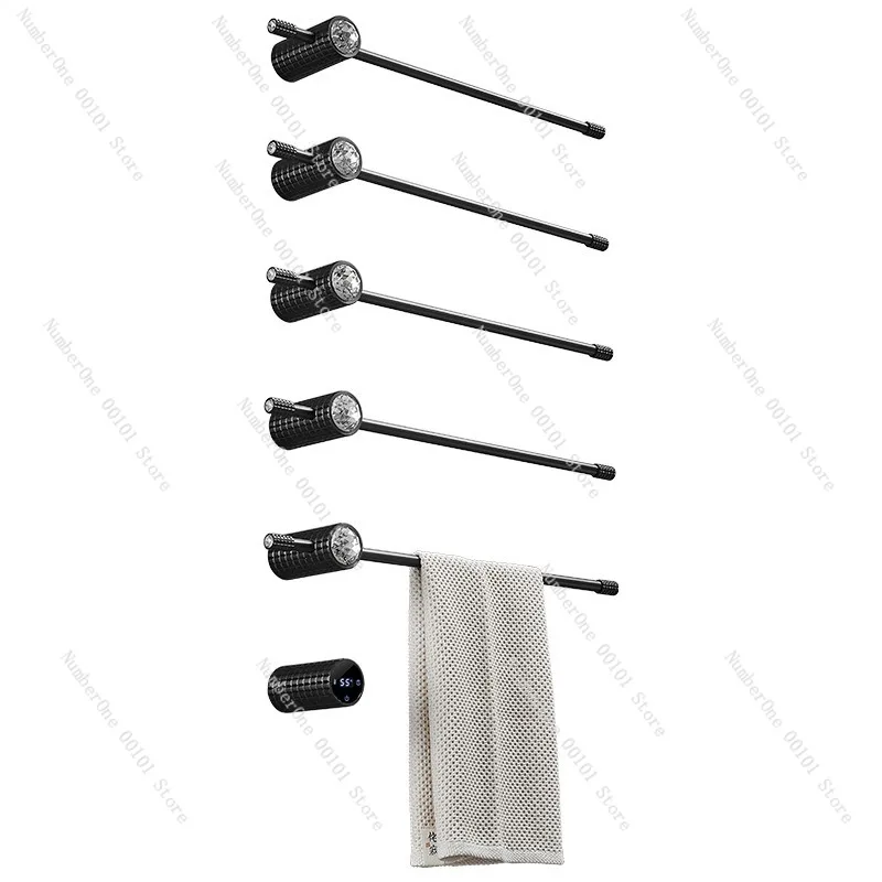 Minimalist Electric Towel Rack Concealed Embedded Heating Rod Carbon Fiber Smart Drying Rail Aluminum Alloy Bathroom Shelf