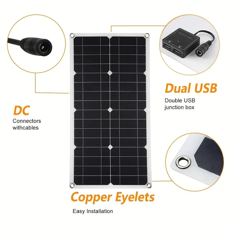 600W 18V Monokrystaliczny krzemowy panel słoneczny Podwójny USB 12V/5V DC Elastyczna ładowarka słoneczna Power Bank do ładowania akumulatora