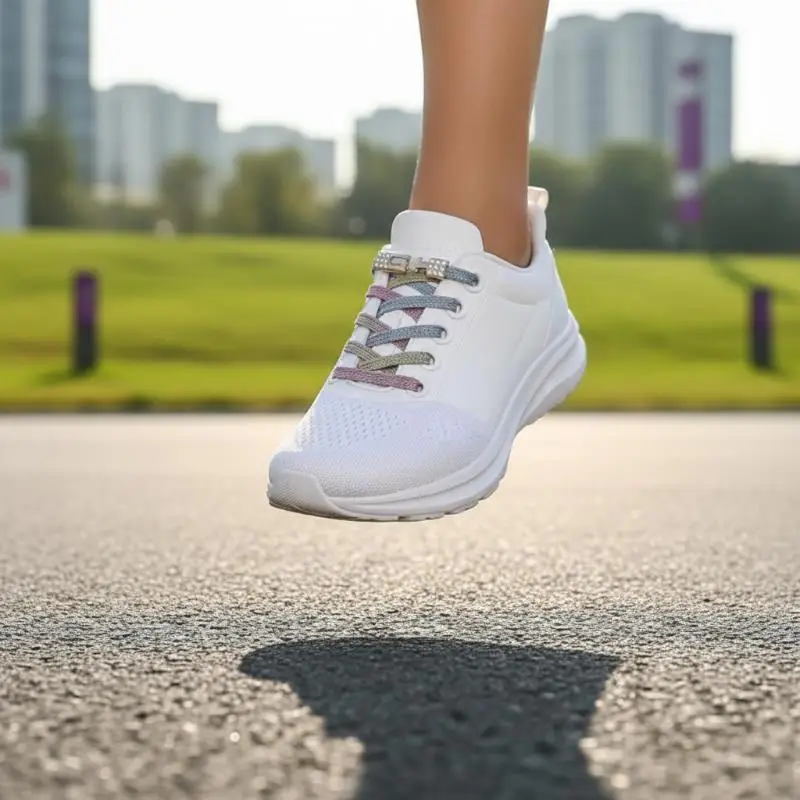 No Tie Elastic Shoelaces with Diamond Buckle Adjustable Lazy Laces for Kids Students Sneakers School & Outdoor