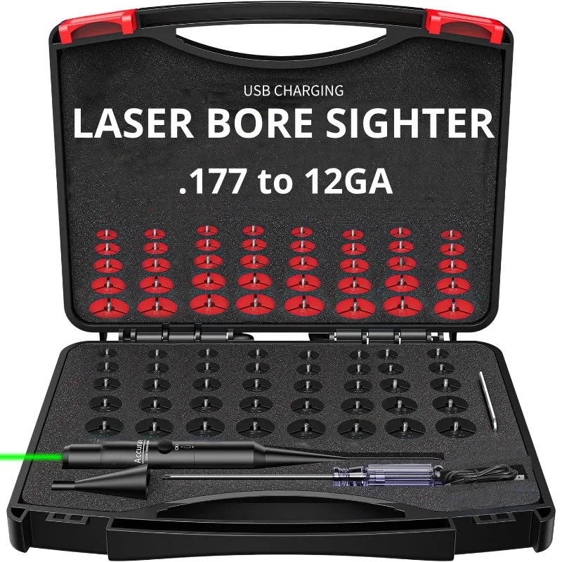 Rechargeable Laser Boresigher Kit 64 Adapters USB Recharging .177 .22 to 12GA Tactical Laser Collimator Boresighter - view 3