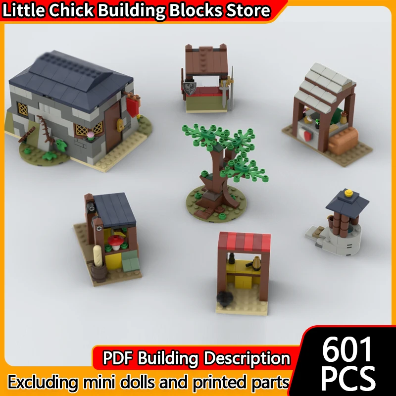 

Medieval Castle Model MOC Building Bricks Small Town Market Stalls Modular Technology Children Holiday Gifts Assemble Toys Suit