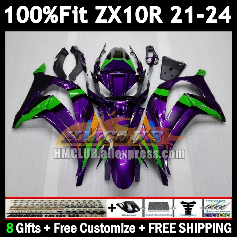 

Injection Body For KAWASAKI NINJA ZX-10R ZX 10R 10 R 2021 2022 2023 2024 172No.22 ZX1000 ZX10R purple green 21 22 23 24 Fairing