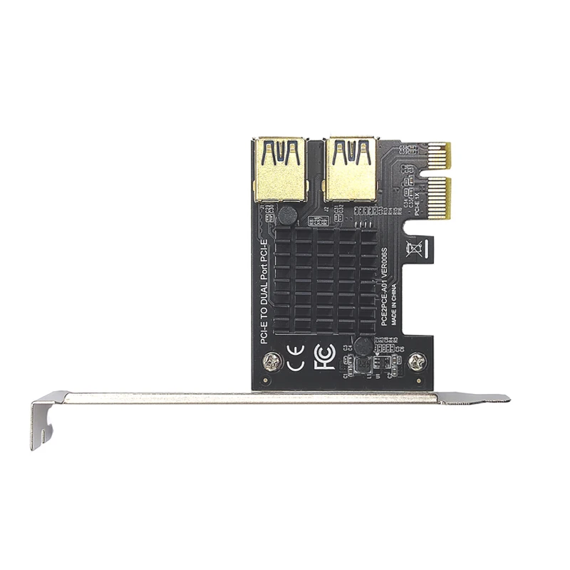 Gold PCI Express Multiplier PCIE PCI-E Riser Card 1 to 2 USB 3.0 Hub X16 PCI Express 1X 16X Adapter For BTC Bitcoin Mining Miner