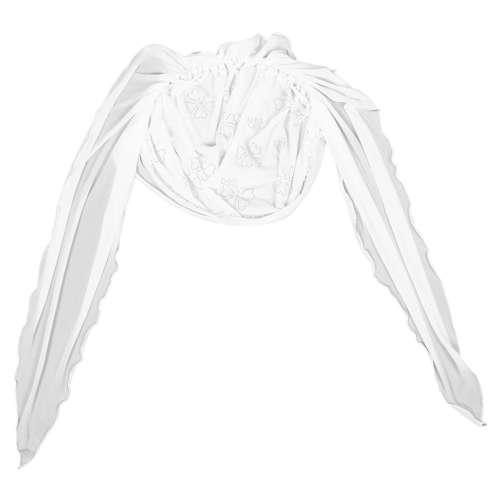 

Women Soft Chiffon Rhinestone Long White Stretchable Uv Protection Head Wrap For Women Kids Lightweight Hijab Turban Veil Fall