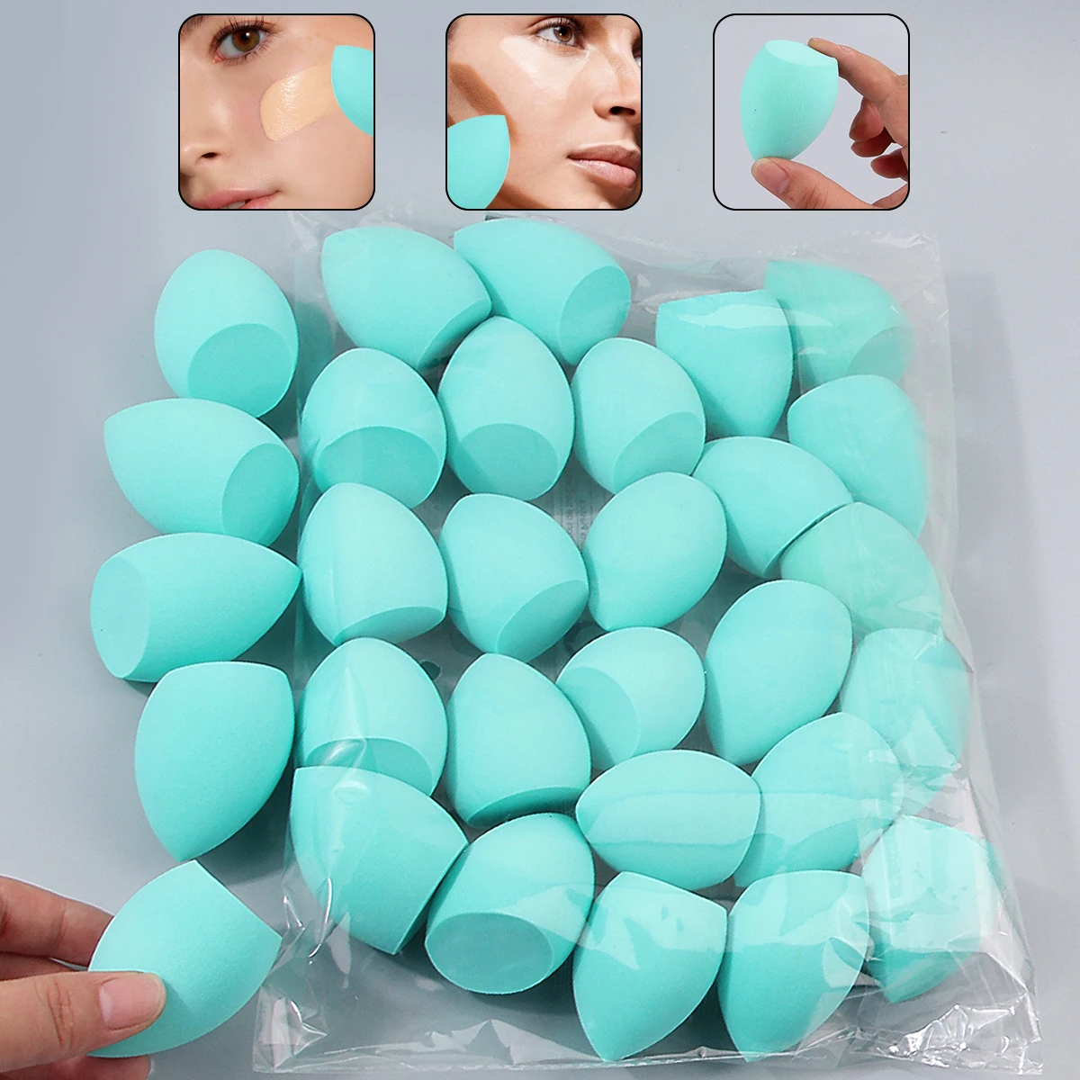 30PCS grote make-upspons, schoonheidsei, superzacht, droog en nat dual-purpose, geen poeder plakken, gezichtsmake-up tool voor beginners