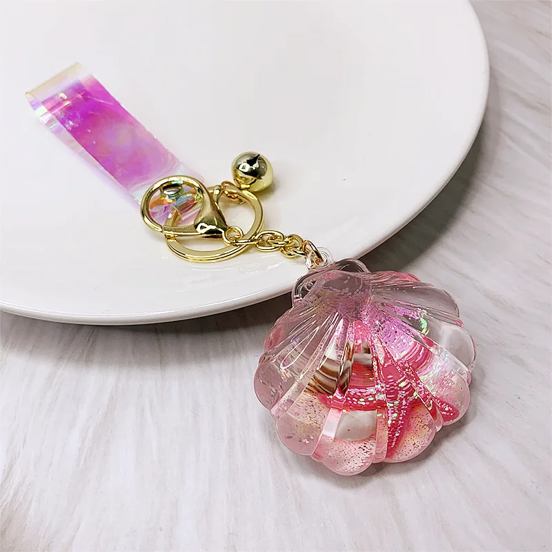 Acrylic Oil-in Marine Life Micro Landscape Keychain Pendant Shell Quicksand Floating Bottle Accessories