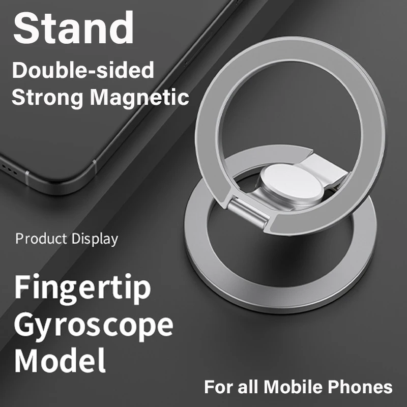 

360 ° Вращающийся держатель на палец для мобильного телефона Magsafe, двухсторонняя сильная магнитная подставка для iPhone 17, 16, 15, Samsung Huawei