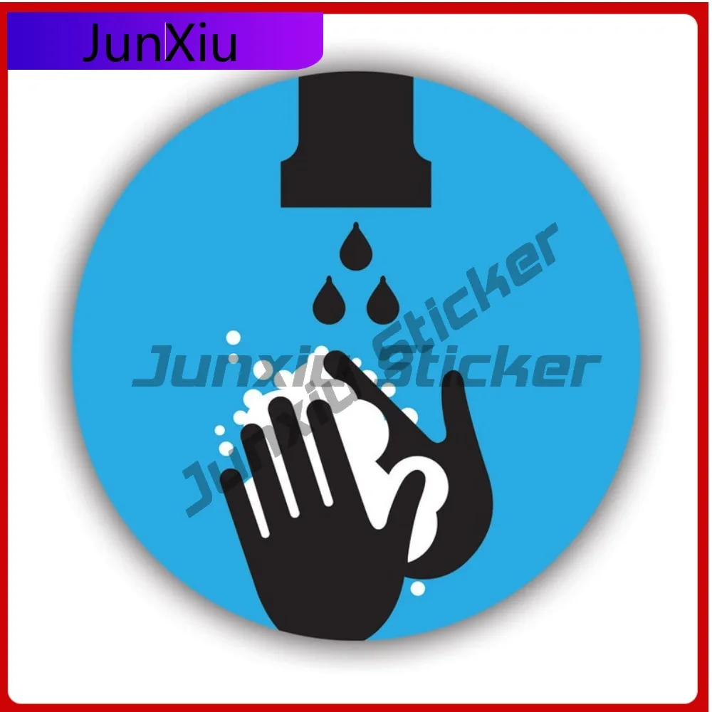 

Blue Circle Clean Wash Hands Sticker Uv Protected Decals Covid 19 Corona Virus Safety Avoid Close Contact Auto Decor Car Sticker
