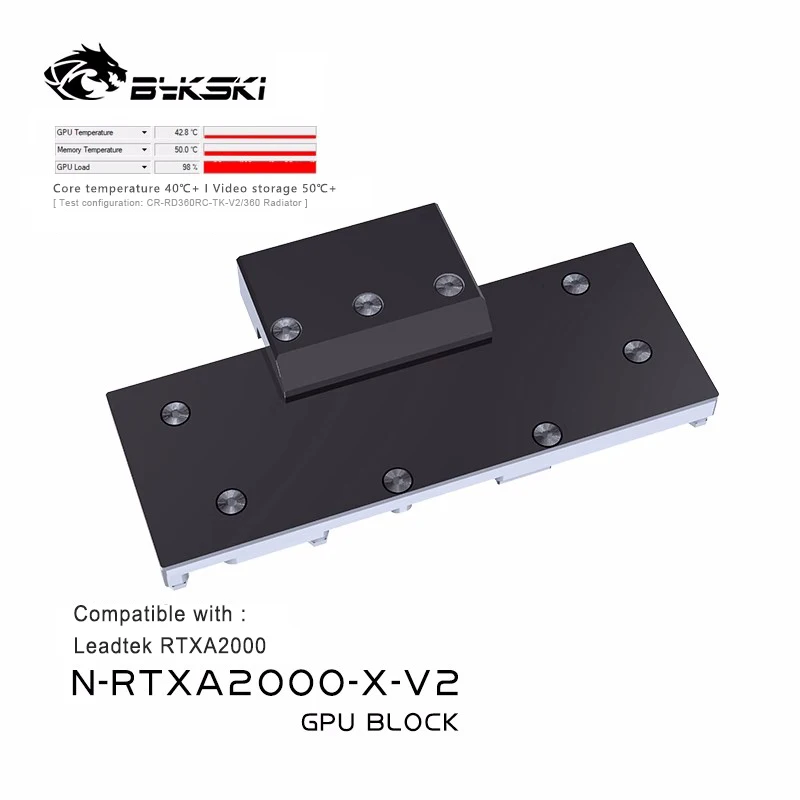 

Bykski GPU Water Block For Leadtek RTXA2000 Graphic Card , All Metal Full Cover Liquid Cooler, N-RTXA2000-X-V2