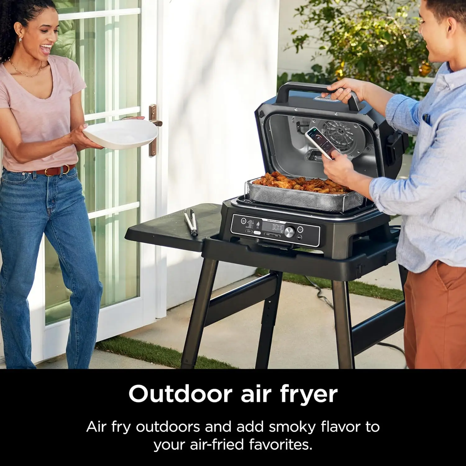 Woodfire Pro Connect Premium Outdoor Grill e Fumante, Bluetooth, Aplicativo Ativado, 7 em 1 Master Grill, Churrasco fumante