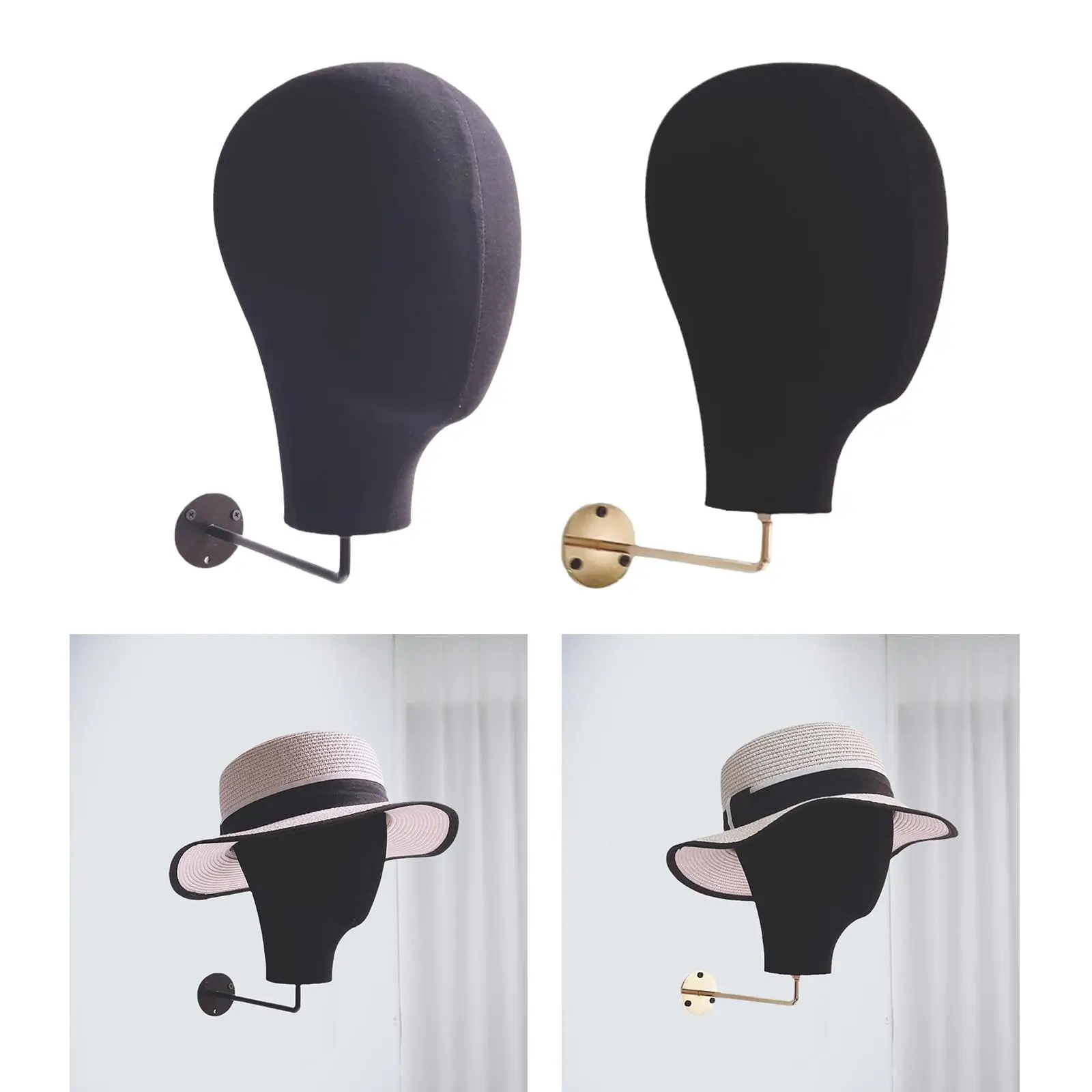 

Mannequin Head Model Wall Mounted Display Hair Hats and Hairpieces Smooth Cowboy Hat Rack for Caps Hats Headwear Wig Salon