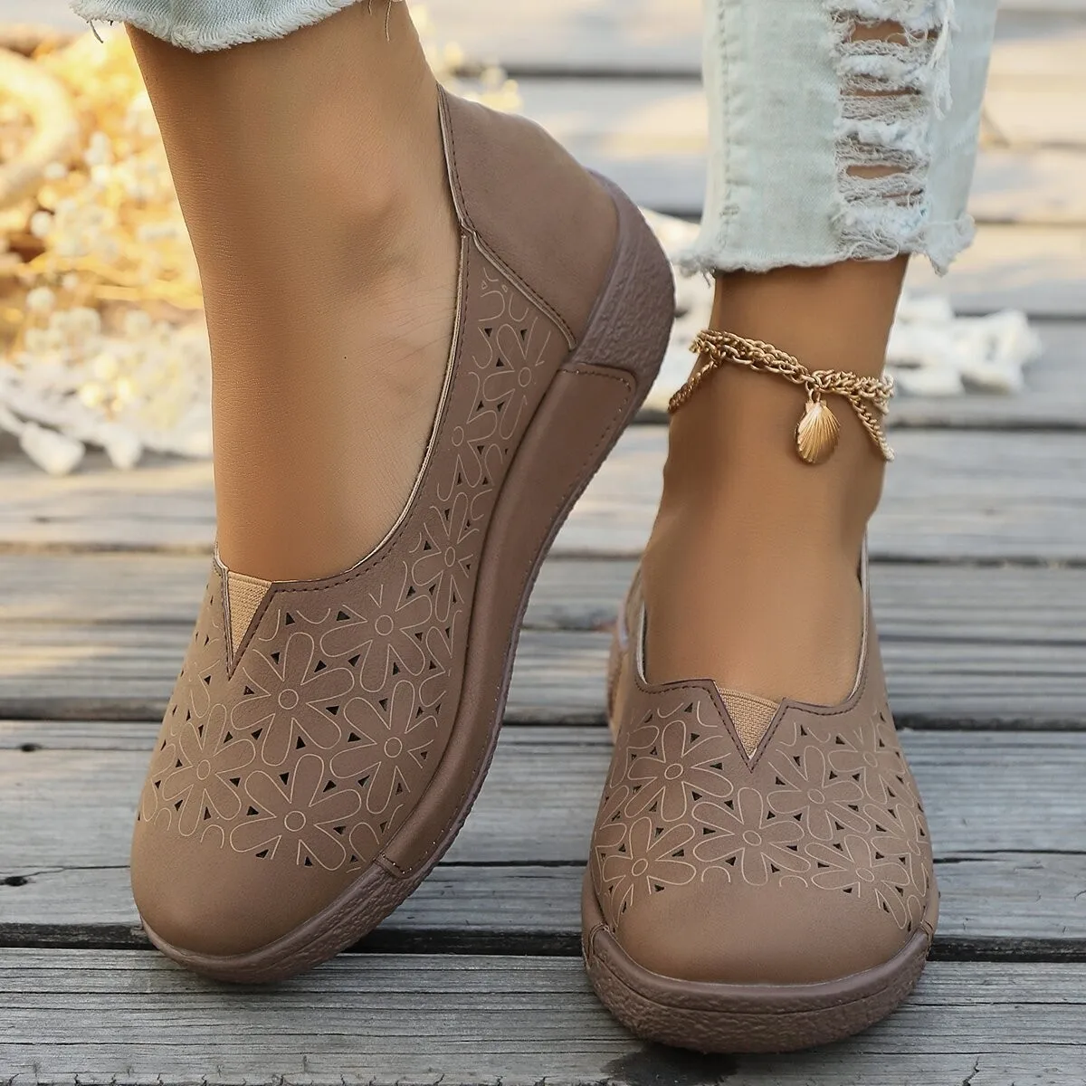 2026 ربيع الخريف النساء الشقق منصة المتسكعون السيدات جلد طبيعي الراحة إسفين حذاء كاجوال أحذية النساء #2