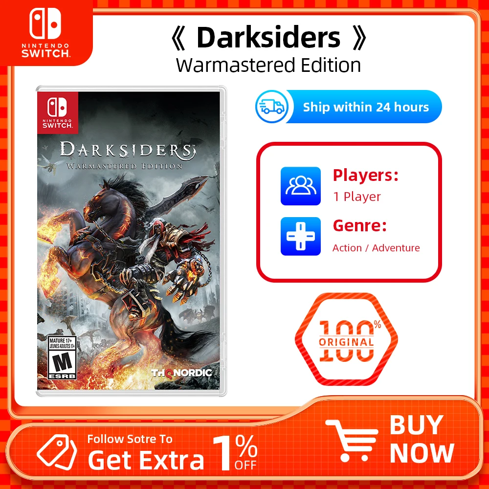 Nintendo Switch- Darksiders Warmastered Edition - Games Cartridge Physical Card Racing for Switch OLED