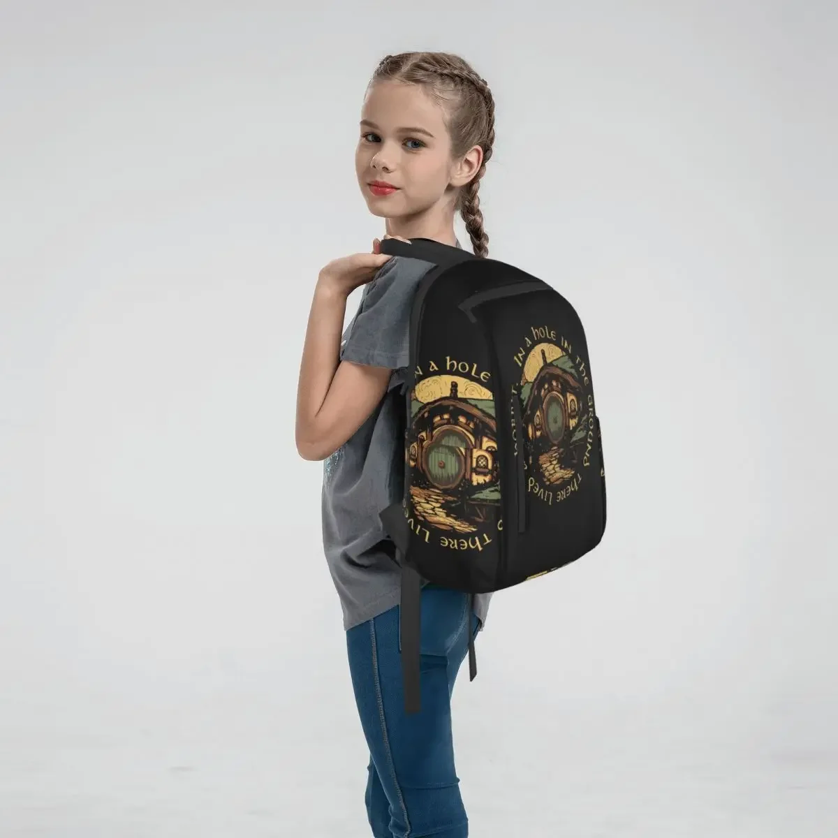 In A Hole In The Ground There Lived A Hobbit Backpack Large Capacity Kids BookBag School Bag Shoulder Bags for Men Women