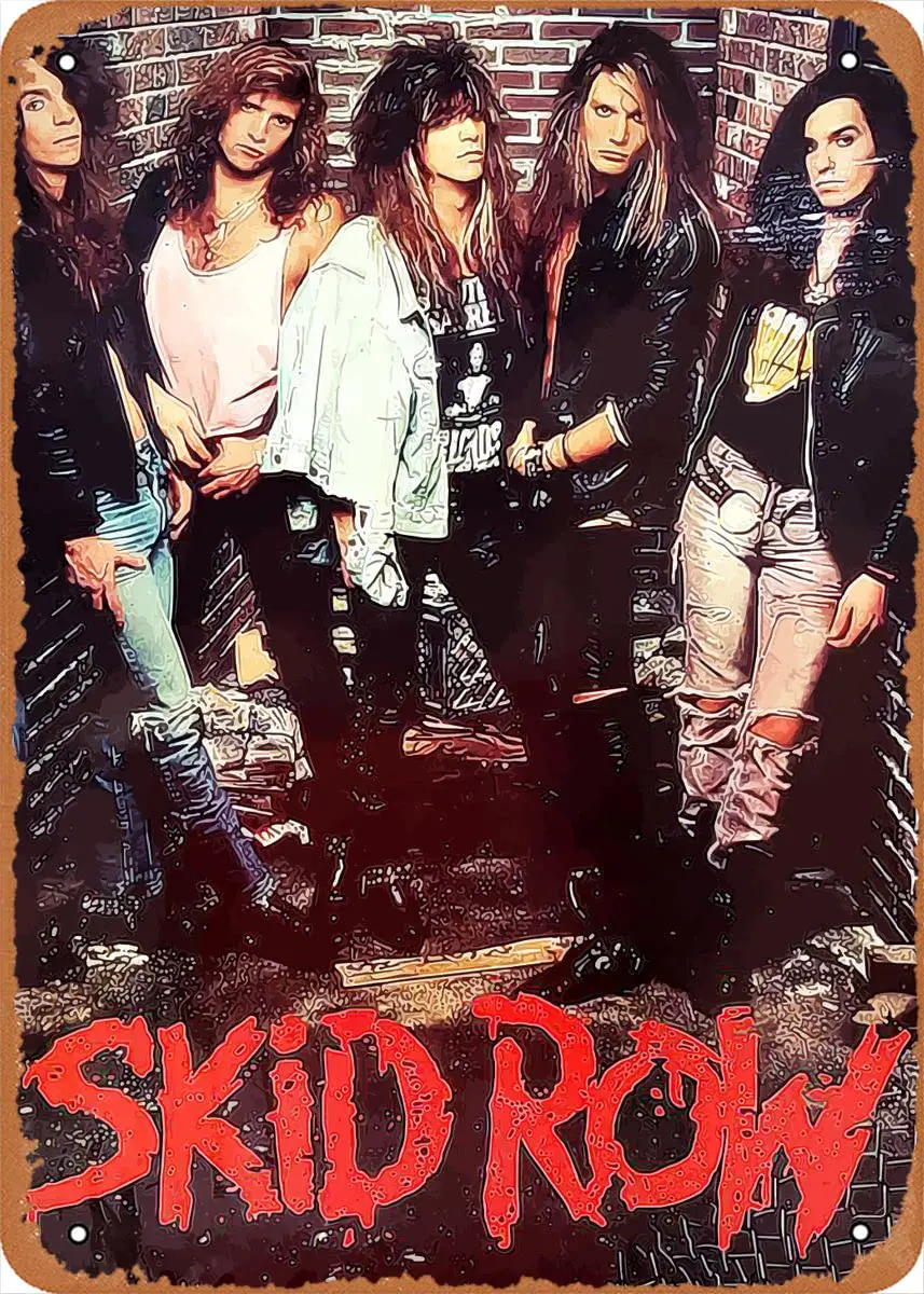 Music Skid Row Metal Tin Sign Poster Vintage Art Wall Decor 12 x 8 Inch sign