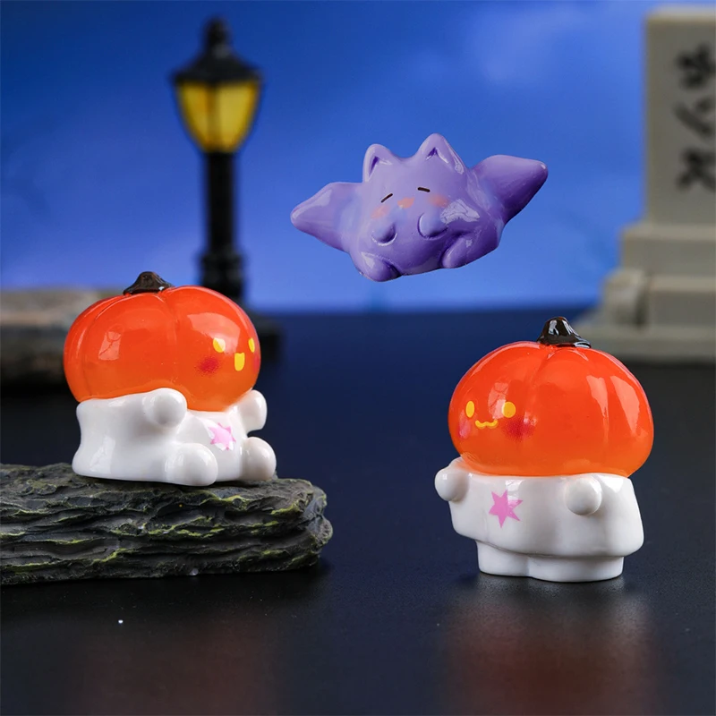 Cute Halloween Micro Landscape Miniature Figurines Resin Craft Mini Fairy Garden Ornaments Pumpkin Ghost Vampire Home Decoration