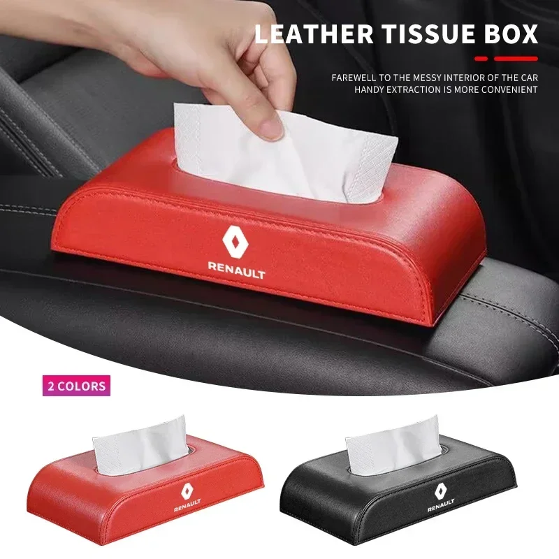 Car Tissue Box Leather Toilet Paper Holder Seat Back Tissue Organizer Bag For Renault QM6 Kardian Rafale Espace Kiger Twingo 2 3